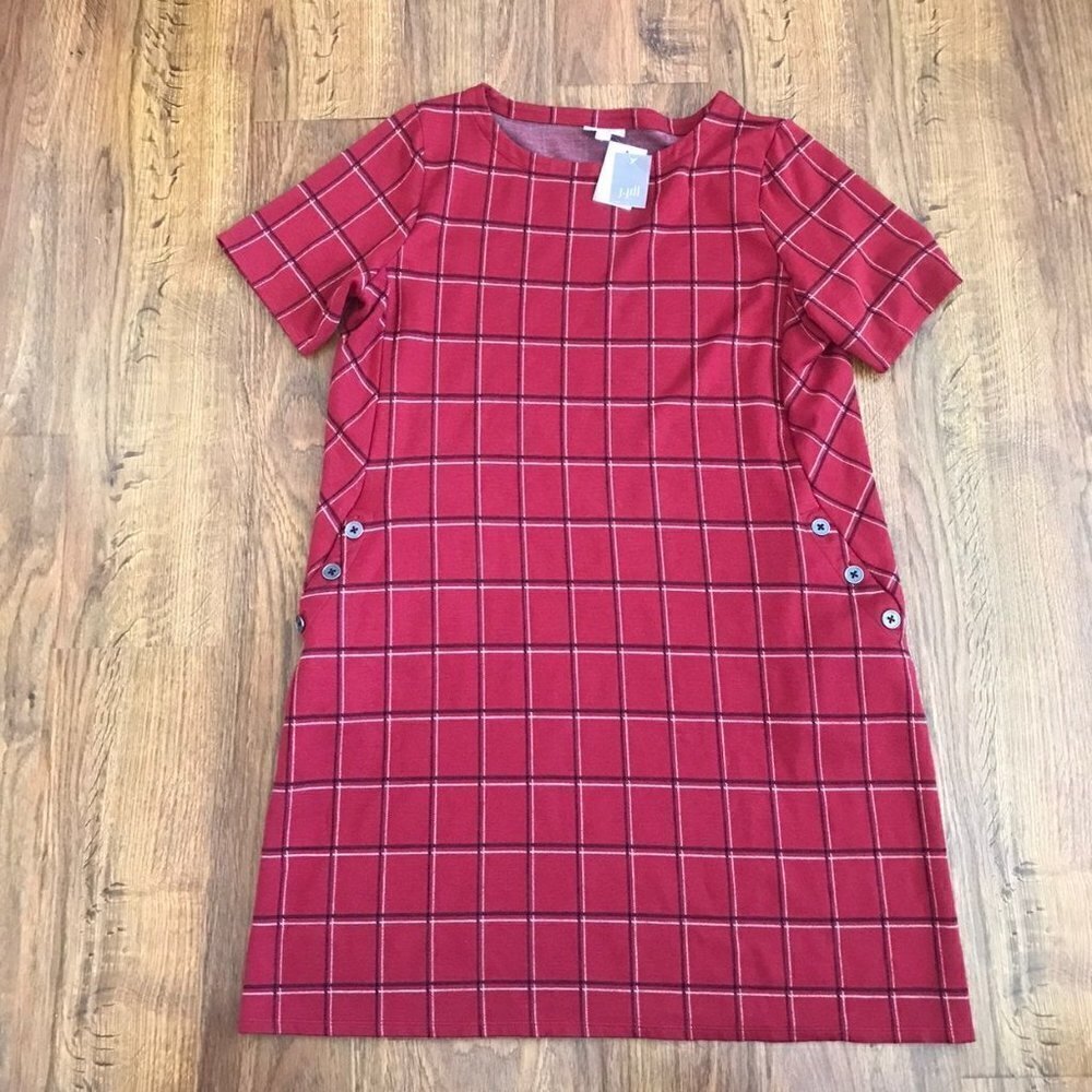 J Jill plaid ponte dress L NWT